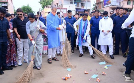 Chief Minister Mohan Majhi cleans Bada Danda before Rath Yatra