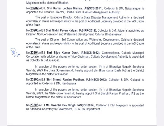 ବଦଳିଲେ କୋଡିଏ ଜିଲ୍ଲାର ଜିଲ୍ଲାପାଳ