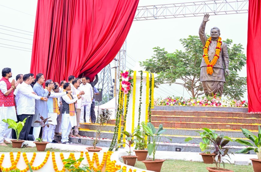 Odisha CM unveils 10-foot bronze statue of Atal Bihari Vajpayee in Cuttack